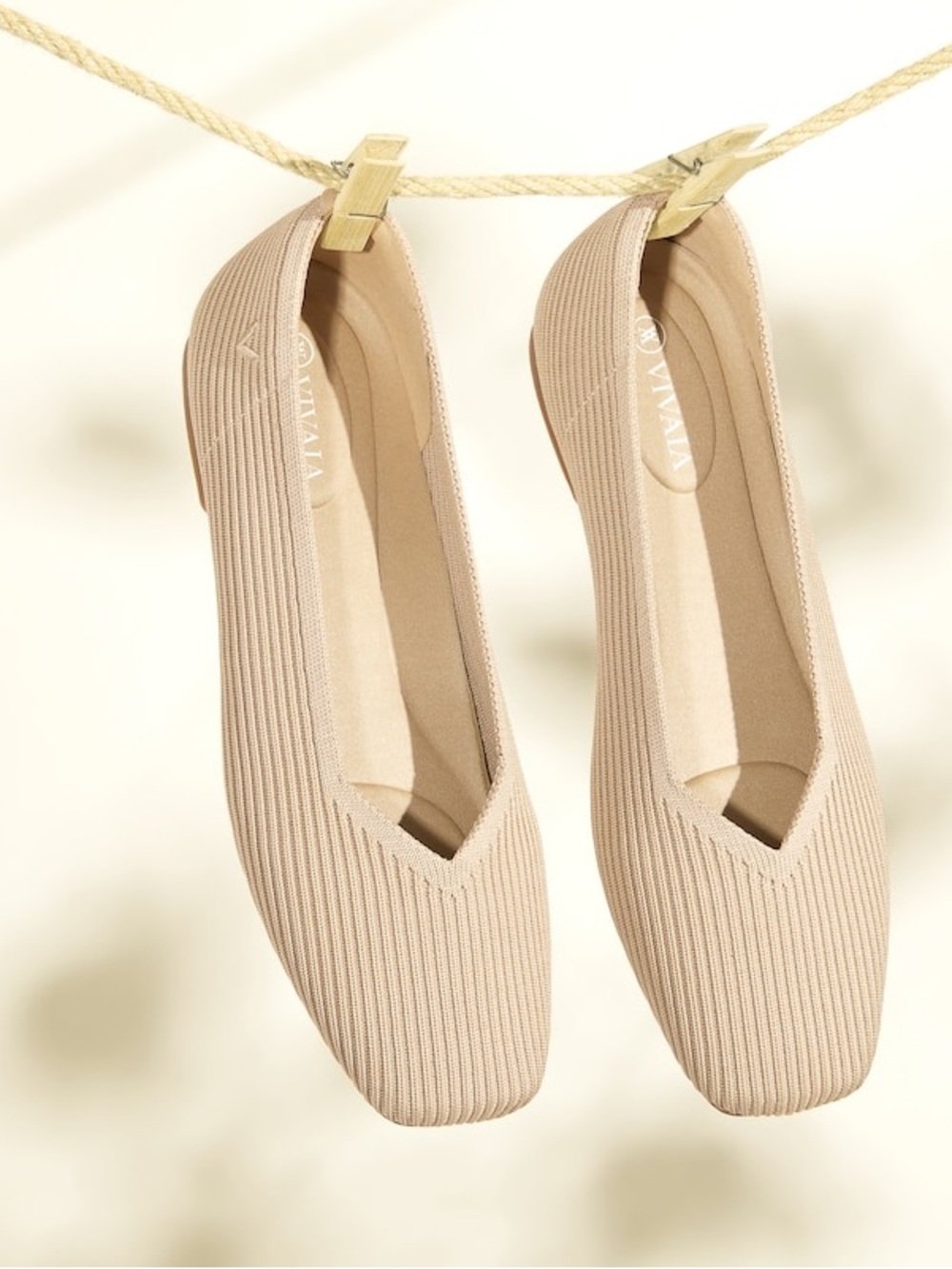 VIVAIA Women's Square Toe V Cut Margot 2.0 Knit Flats size 40.5